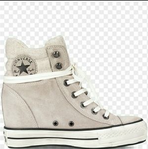 converse leather wedge sneakers